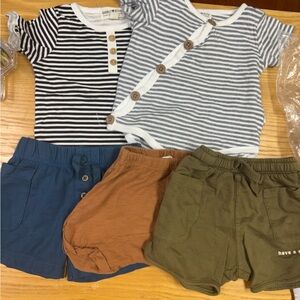 Baby boy bundle Striped Button-Up Onesie and Shorts Set